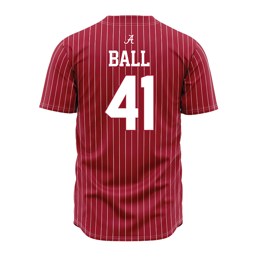 Alabama - NCAA Baseball : Connor Ball - Pinstripe Jersey-3