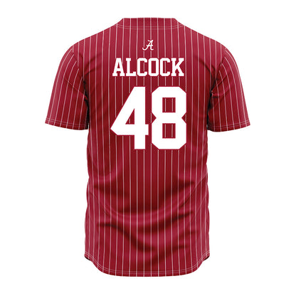 Alabama - NCAA Baseball : Bobby Alcock - Pinstripe Jersey-2