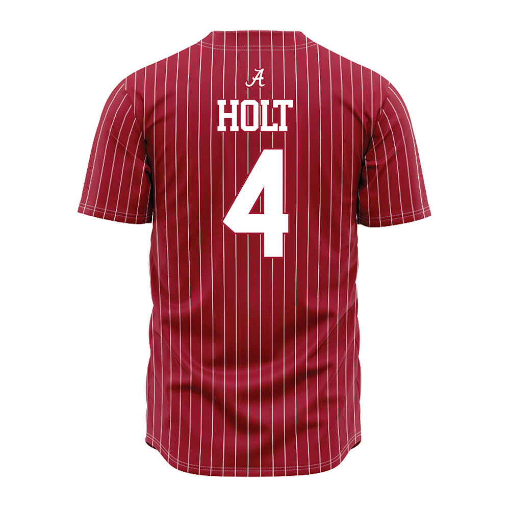 Alabama - NCAA Baseball : Brennan Holt - Pinstripe Jersey-3