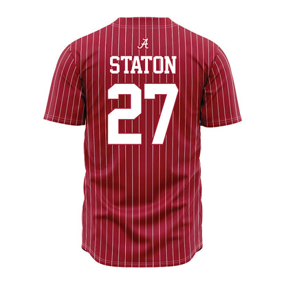Alabama - NCAA Baseball : Garrett Staton - Pinstripe Jersey-2