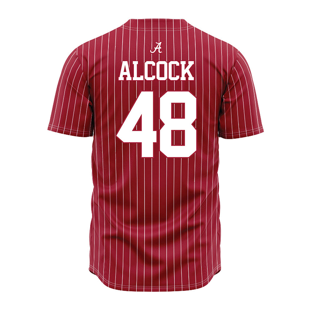 Alabama - NCAA Baseball : Bobby Alcock - Pinstripe Jersey-3
