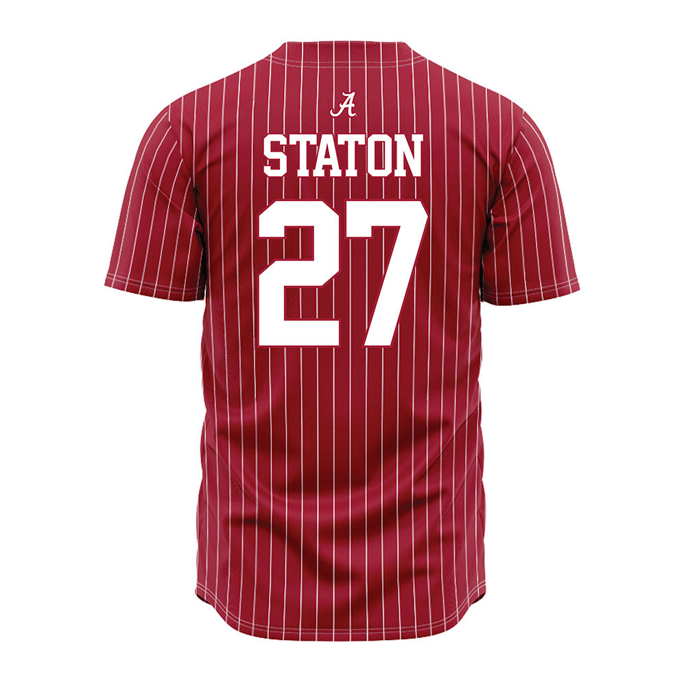 Alabama - NCAA Baseball : Garrett Staton - Pinstripe Jersey-3