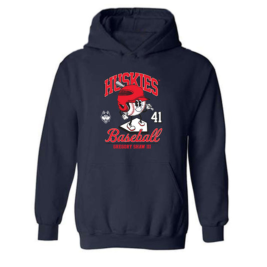 UConn - NCAA Baseball : Gregory Shaw III - Fashion Shersey Hooded Sweatshirt