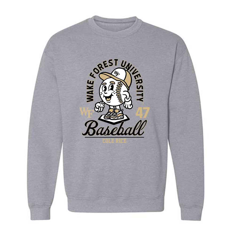 Wake Forest - NCAA Baseball : Cole Rice - Fashion Shersey Crewneck Sweatshirt-0