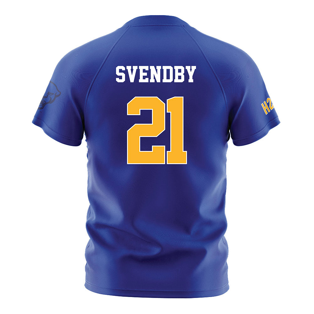 Pittsburgh - NCAA Men's Soccer : Casper Svendby - Blue Soccer Jersey-1