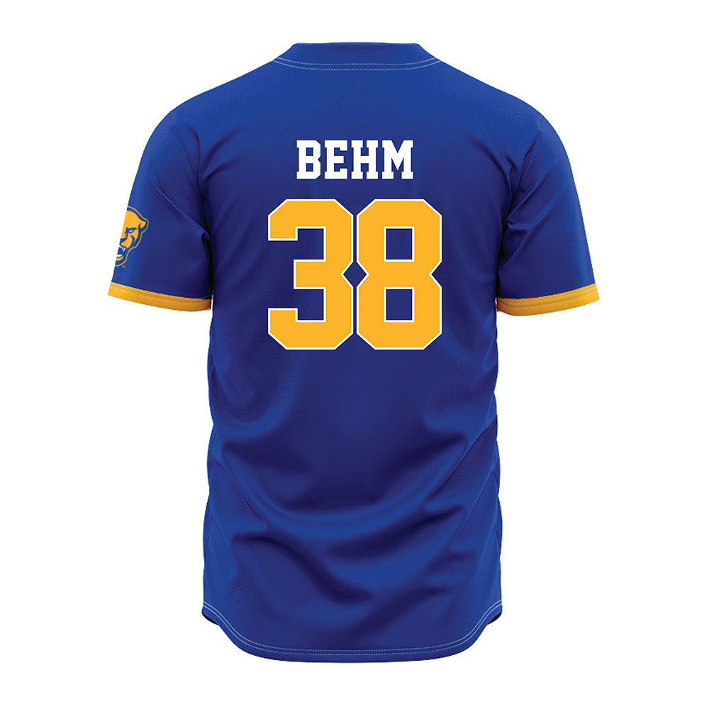 Pittsburgh - NCAA Baseball : Nolan Behm - Blue Jersey-1