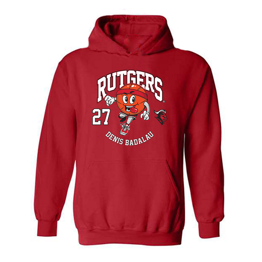 Rutgers - NCAA Men's Basketball : Denis Badalau - Fashion Shersey Hooded Sweatshirt-0