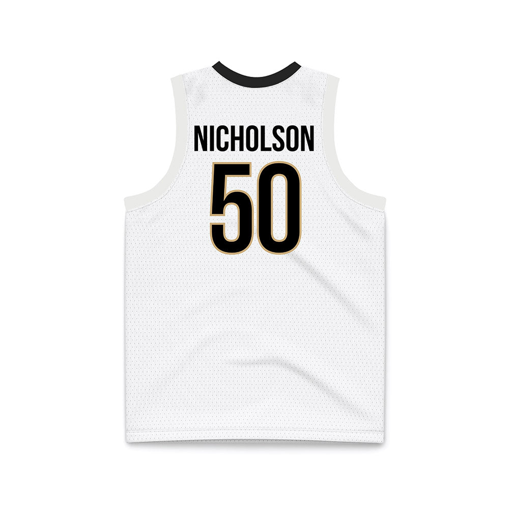 Vanderbilt - NCAA Men's Basketball : Mason Nicholson - White Basketball Jersey-1