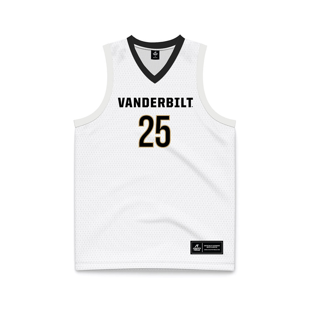 Vanderbilt - NCAA Men's Basketball : Miles Keeffe - White Basketball Jersey-0