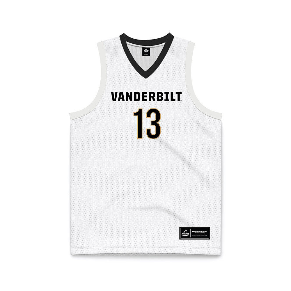 Vanderbilt - NCAA Men's Basketball : Jalen Washington - White Basketball Jersey-0