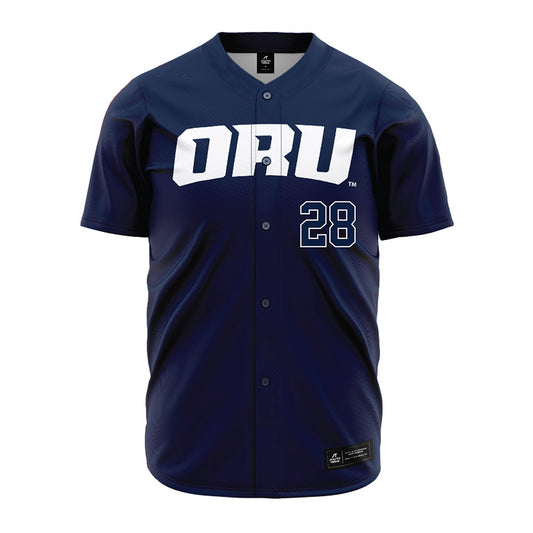 Oral Roberts - NCAA Baseball : Ricardo Hernandez - Navy Jersey-0