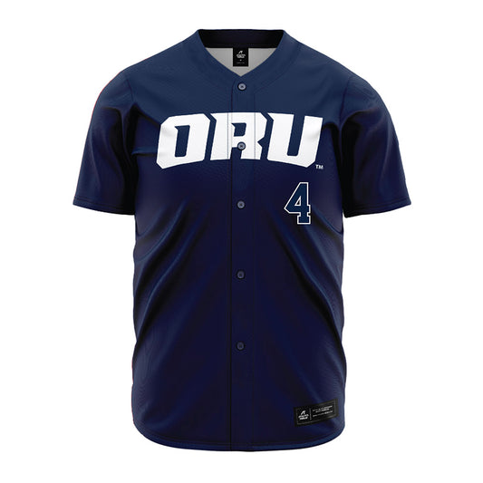 Oral Roberts - NCAA Baseball : Tanner McMurray - Navy Jersey-0