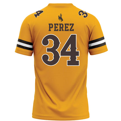 Wyoming - NCAA Football : Steven Perez - Gold Football Jersey-1