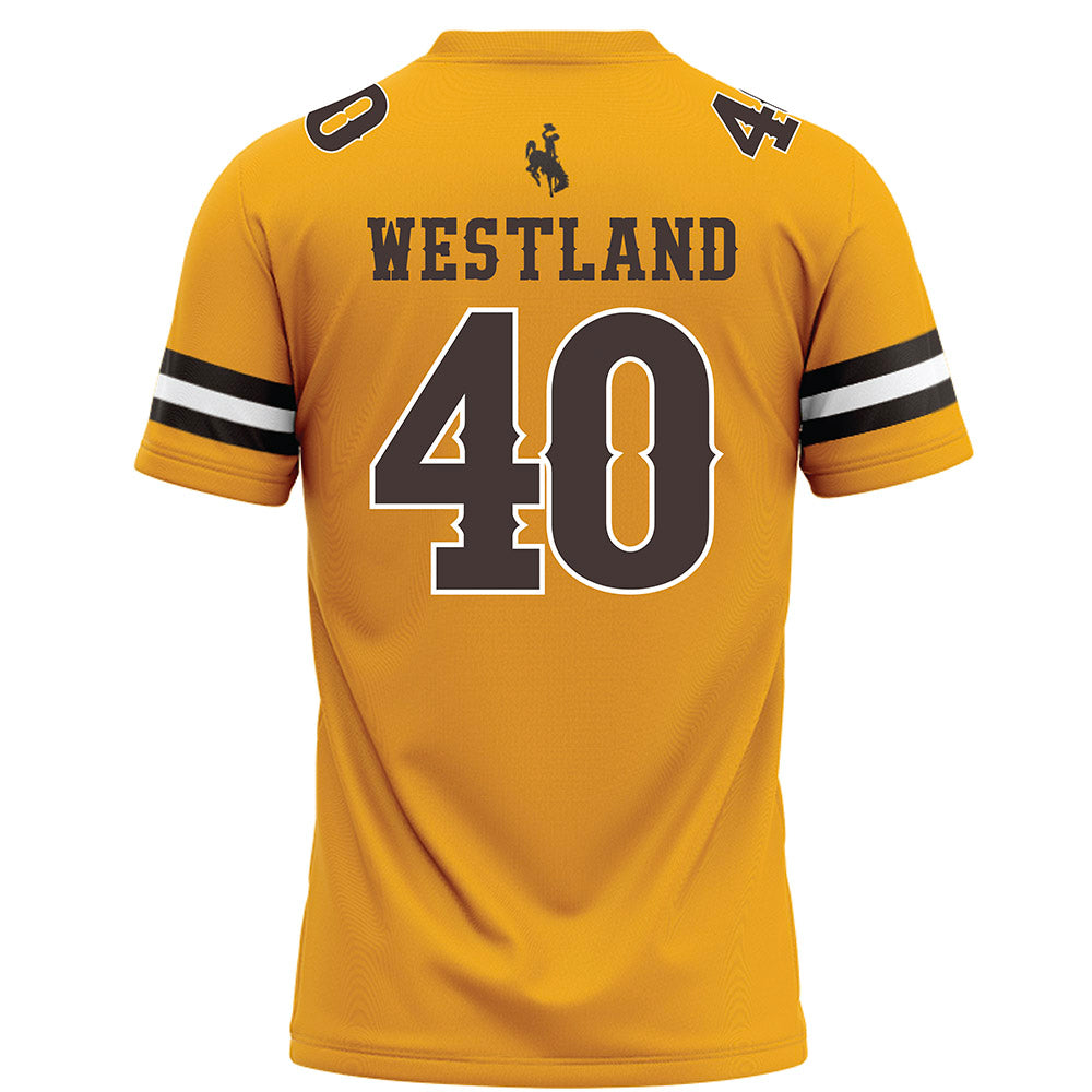 Wyoming - NCAA Football : Tyce Westland - Gold Football Jersey