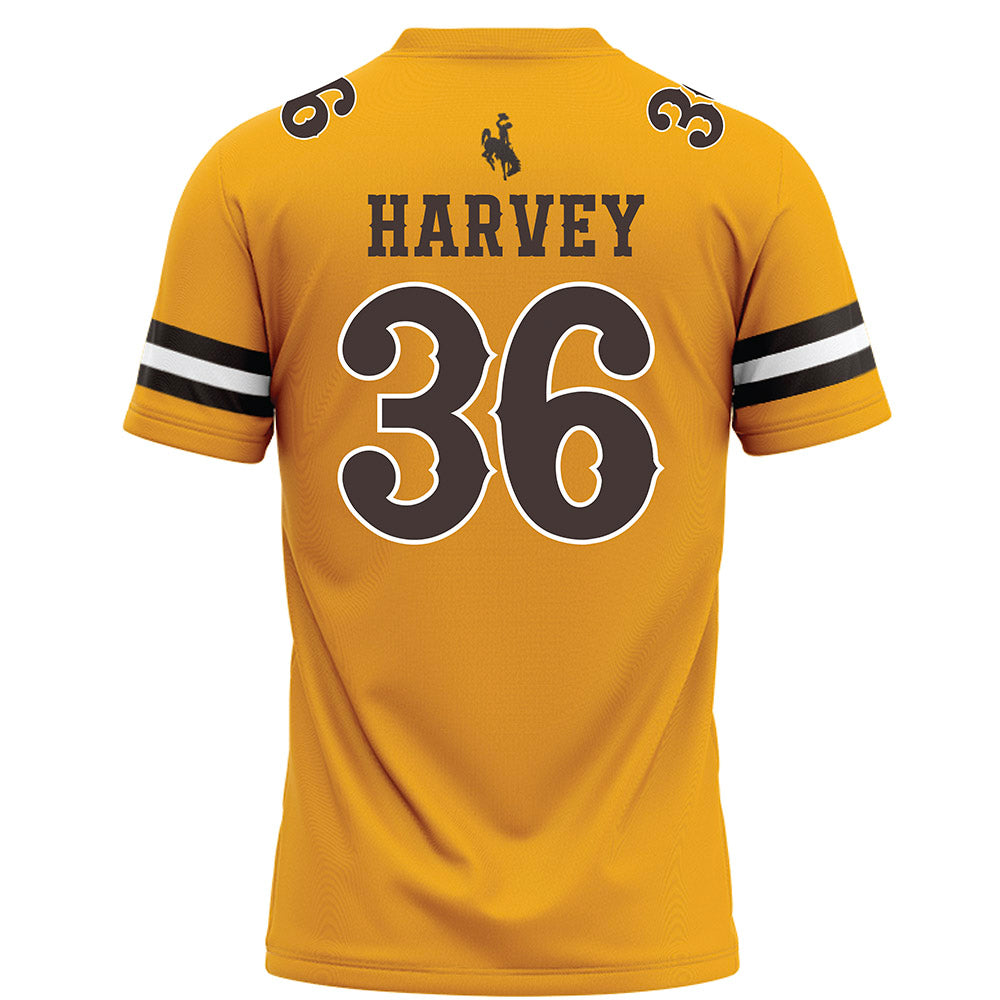 Wyoming - NCAA Football : Jack Harvey - Gold Football Jersey