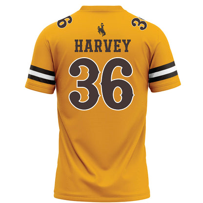 Wyoming - NCAA Football : Jack Harvey - Gold Football Jersey