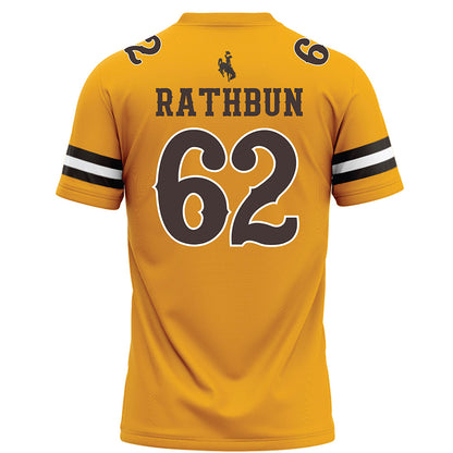 Wyoming - NCAA Football : Spencer Rathbun - Gold Football Jersey