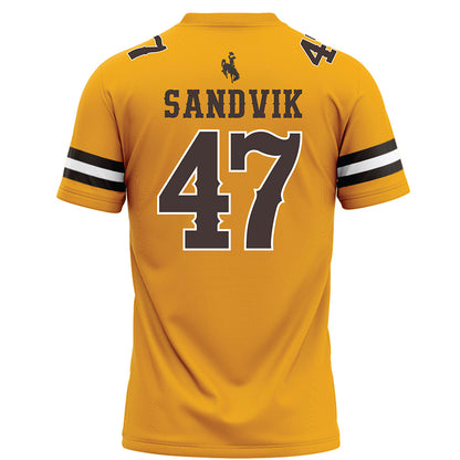 Wyoming - NCAA Football : Erik Sandvik - Gold Football Jersey