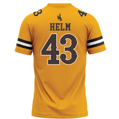 Wyoming - NCAA Football : Gavyn Helm - Gold Football Jersey