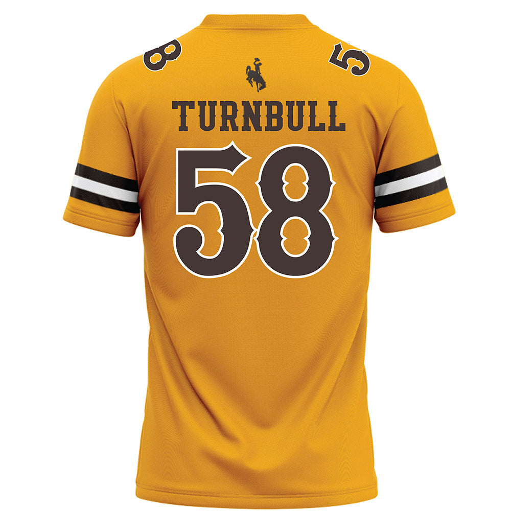 Wyoming - NCAA Football : Jordan Turnbull - Gold Football Jersey
