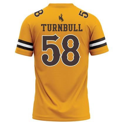 Wyoming - NCAA Football : Jordan Turnbull - Gold Football Jersey