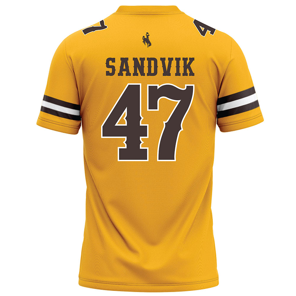 Wyoming - NCAA Football : Erik Sandvik - Gold Football Jersey-1