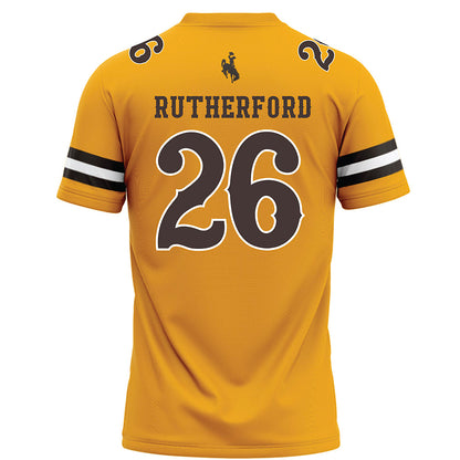 Wyoming - NCAA Football : Gary Rutherford - Gold Football Jersey-1