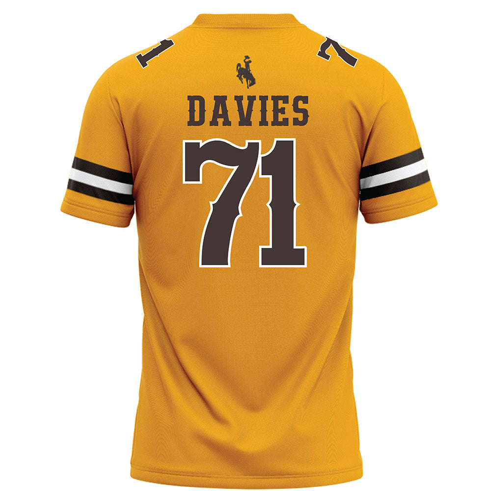 Wyoming - NCAA Football : Jake Davies - Gold Football Jersey