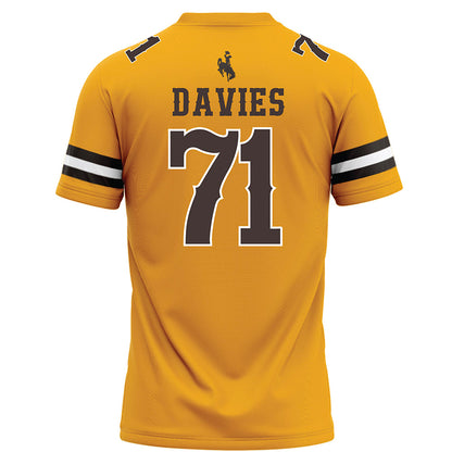 Wyoming - NCAA Football : Jake Davies - Gold Football Jersey