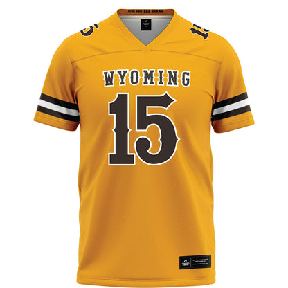 Wyoming - NCAA Football : David Leonard - Gold Football Jersey