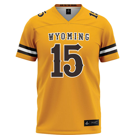 Wyoming - NCAA Football : David Leonard - Gold Football Jersey