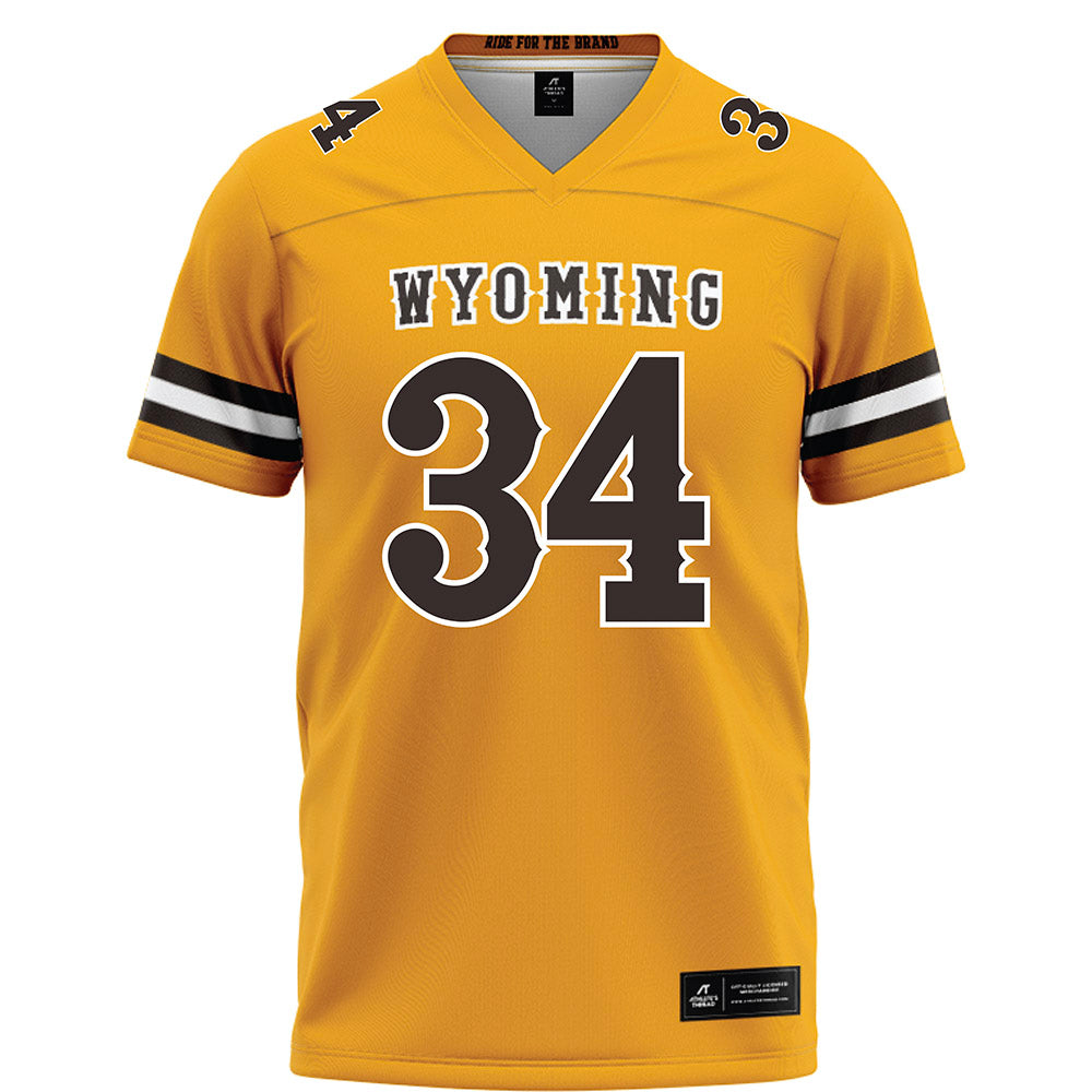 Wyoming - NCAA Football : Steven Perez - Gold Football Jersey-0