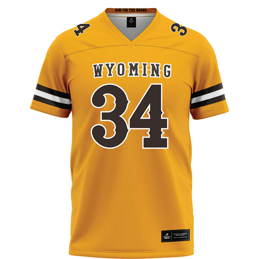 Wyoming - NCAA Football : Steven Perez - Gold Football Jersey-0