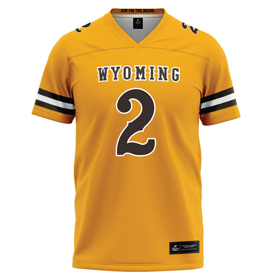 Wyoming - NCAA Football : Caleb Merritt - Gold Football Jersey-0