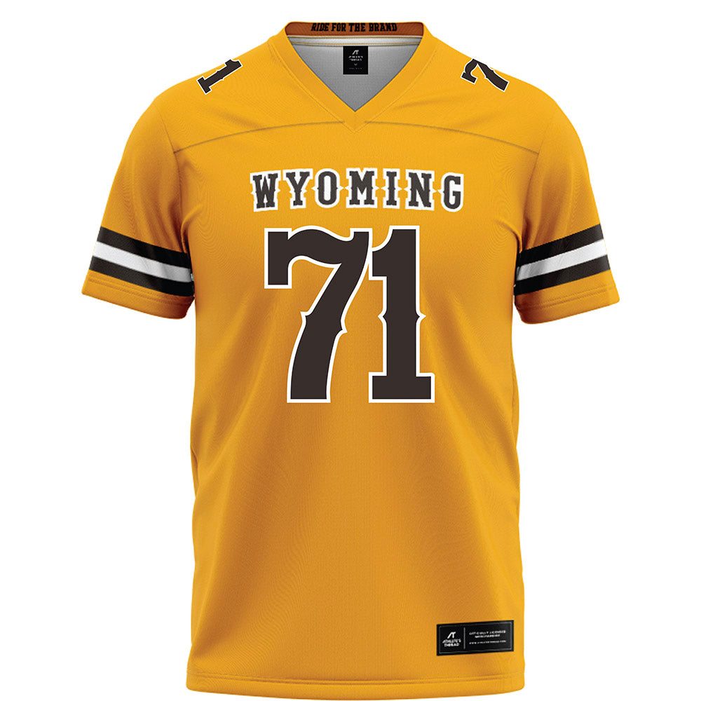 Wyoming - NCAA Football : Jake Davies - Gold Football Jersey