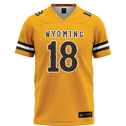 Wyoming - NCAA Football : Bart Edmiston Jr - Gold Football Jersey-0