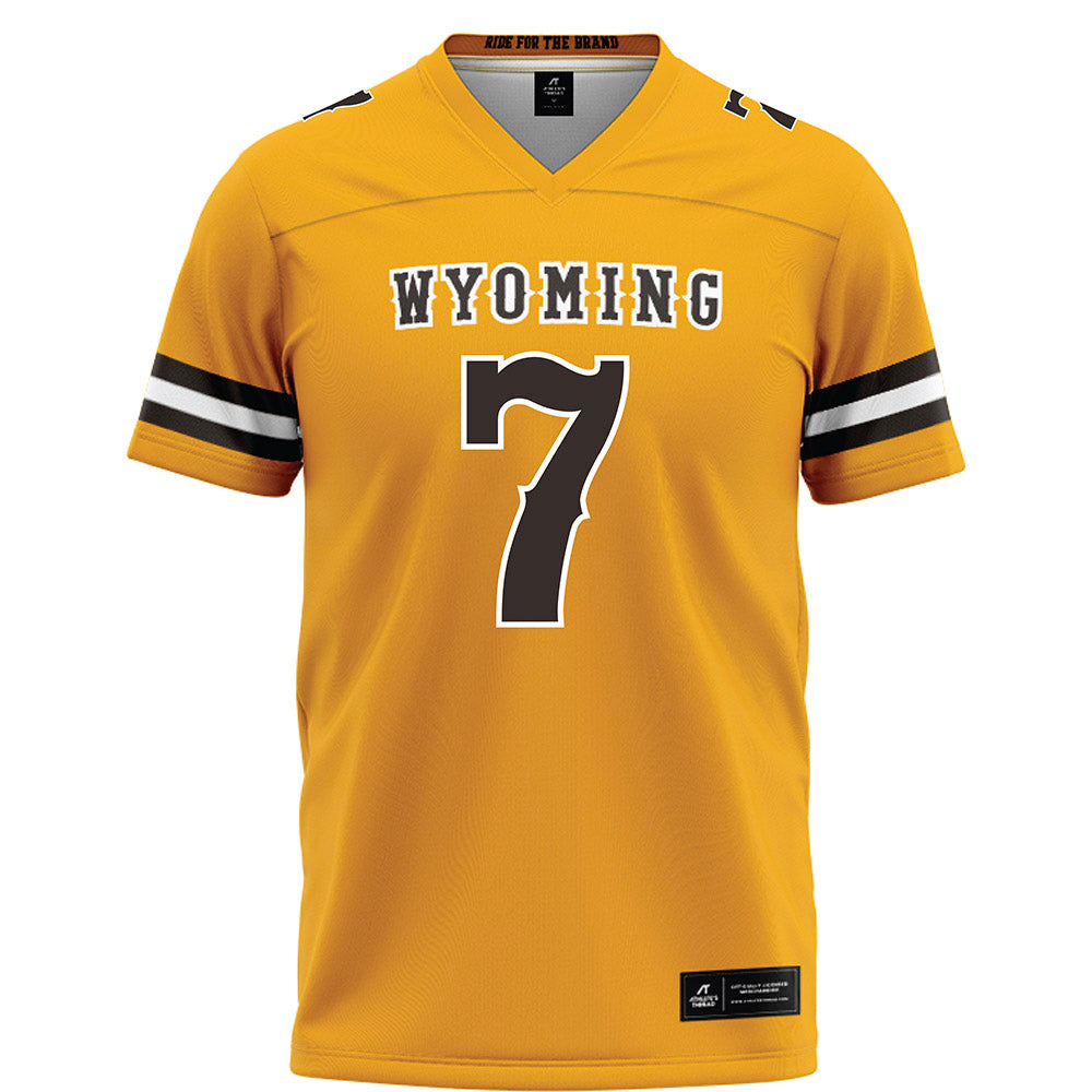 Wyoming - NCAA Football : Jayden Clemons - Gold Football Jersey