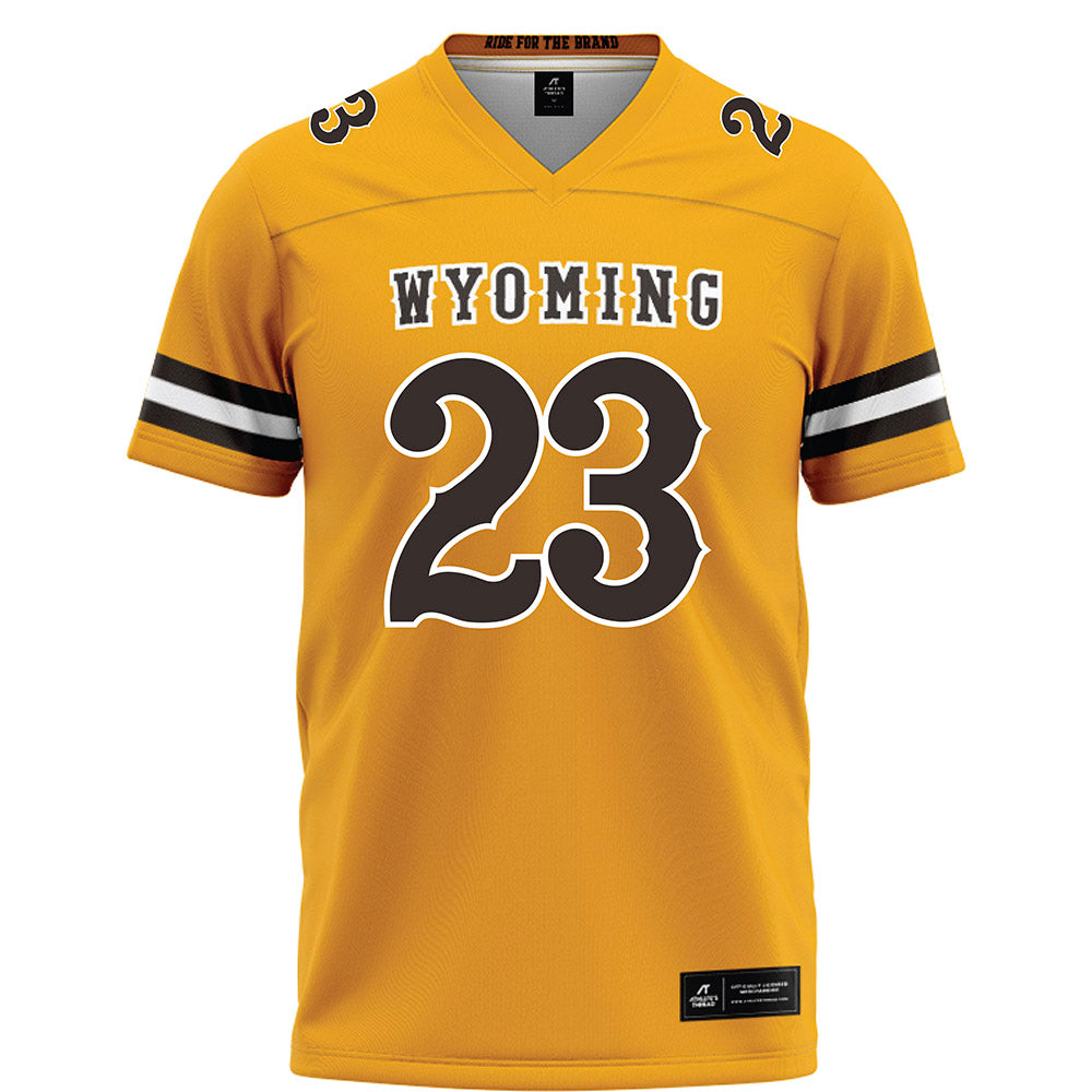 Wyoming - NCAA Football : Jones Thomas - Gold Football Jersey-0
