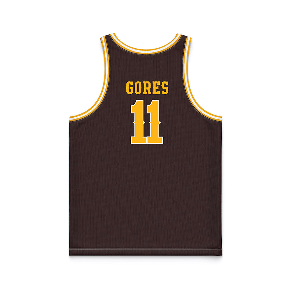 Wyoming - NCAA Men's Basketball : Gavin Gores - Brown Basketball Jersey-1