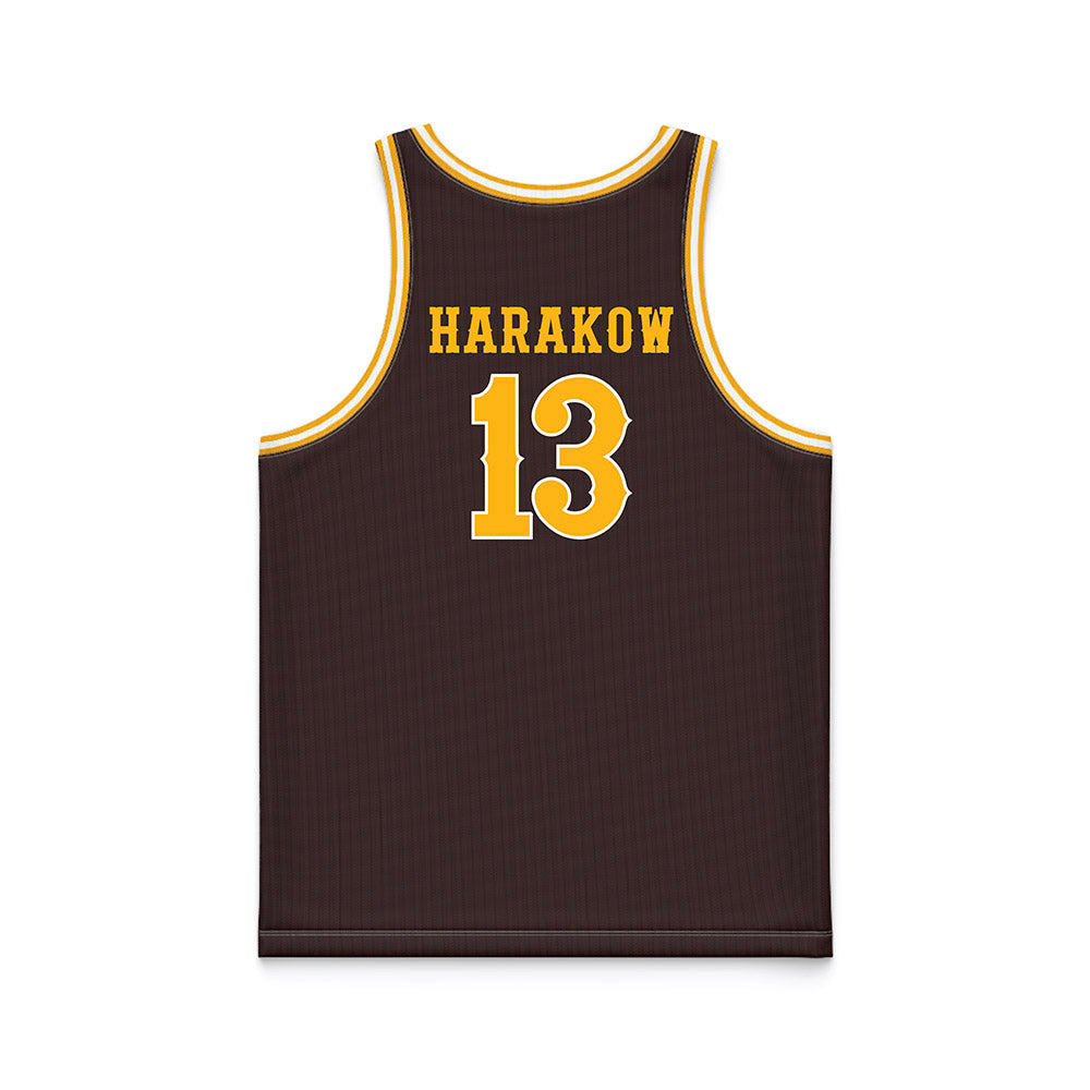 Wyoming - NCAA Men's Basketball : Adam Harakow - Brown Basketball Jersey-1