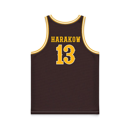 Wyoming - NCAA Men's Basketball : Adam Harakow - Brown Basketball Jersey-1