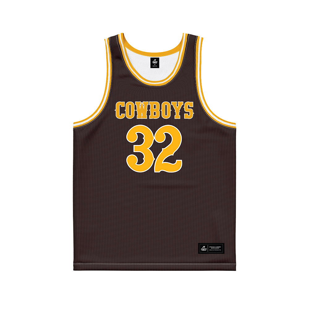 Wyoming - NCAA Men's Basketball : Talan Taylor - Brown Basketball Jersey-0