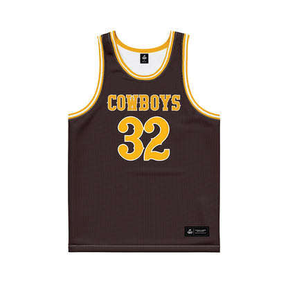 Wyoming - NCAA Men's Basketball : Talan Taylor - Brown Basketball Jersey-0