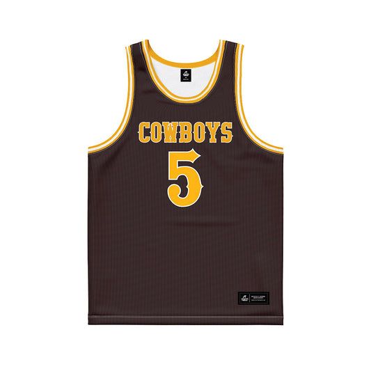 Wyoming - NCAA Men's Basketball : Obi Agbim - Brown Basketball Jersey