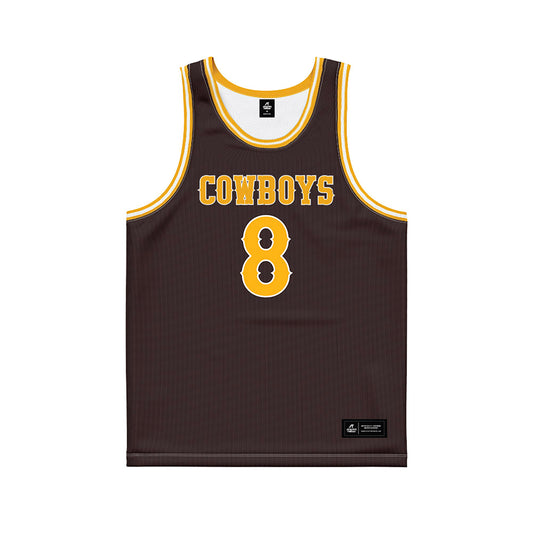 Wyoming - NCAA Men's Basketball : Kiani Saxon - Brown Basketball Jersey-0