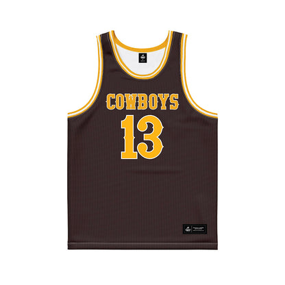 Wyoming - NCAA Men's Basketball : Adam Harakow - Brown Basketball Jersey-0