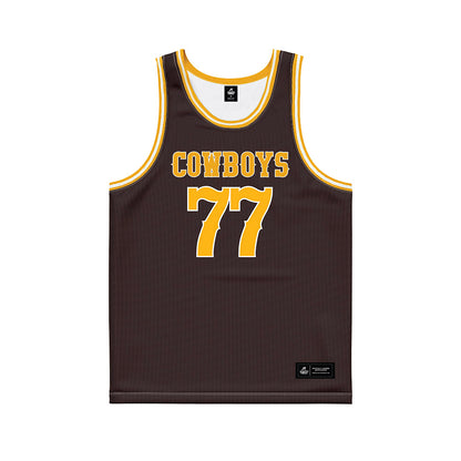 Wyoming - NCAA Men's Basketball : SPOMER - Brown Basketball Jersey-0