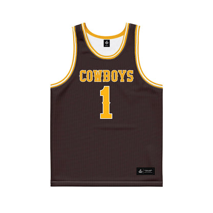 Wyoming - NCAA Men's Basketball : Damarion Dennis - Brown Basketball Jersey-0