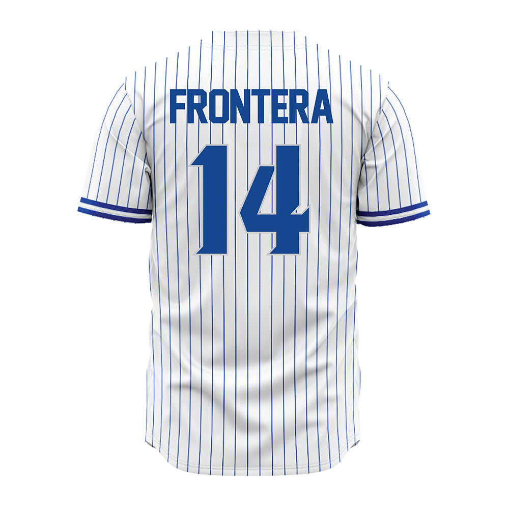 Seton Hall - NCAA Baseball : Daniel Frontera - White Pinstripe Jersey-1