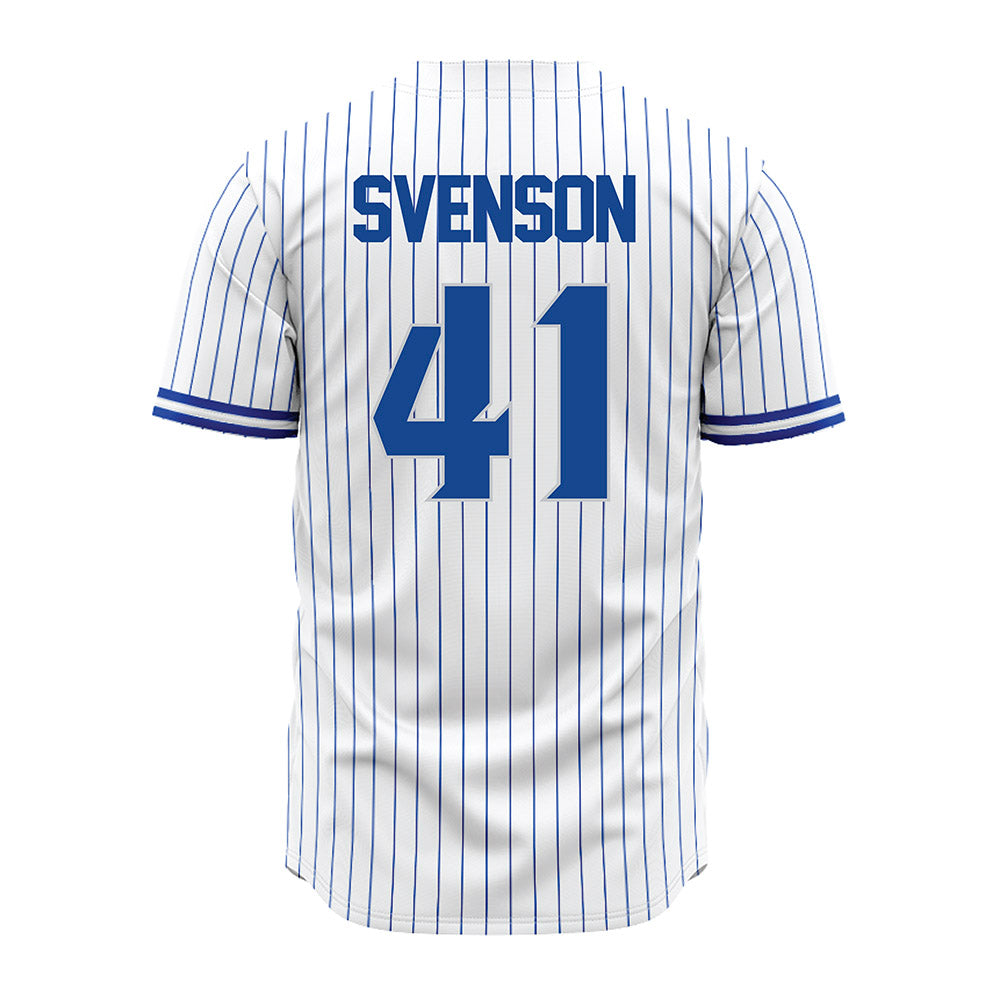 Seton Hall - NCAA Baseball : Steven Svenson - White Pinstripe Jersey-1